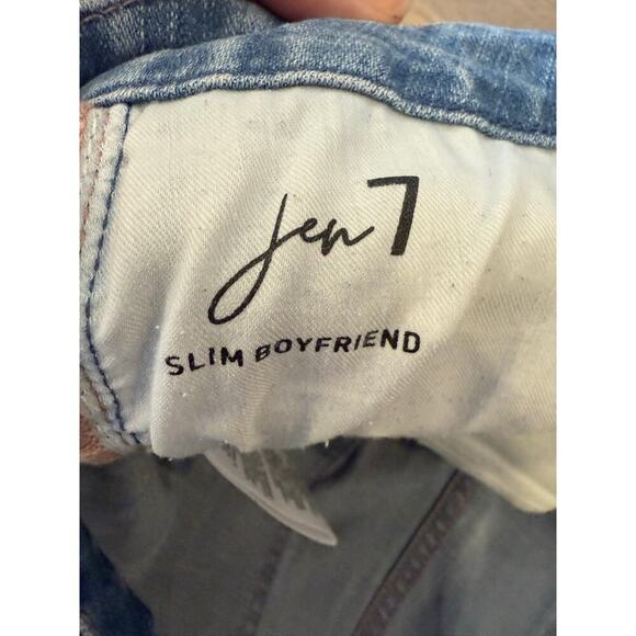 Jen 7 Light Wash Distressed Slim Boyfriend Denim Jeans Women size 14 - Picture 6 of 8